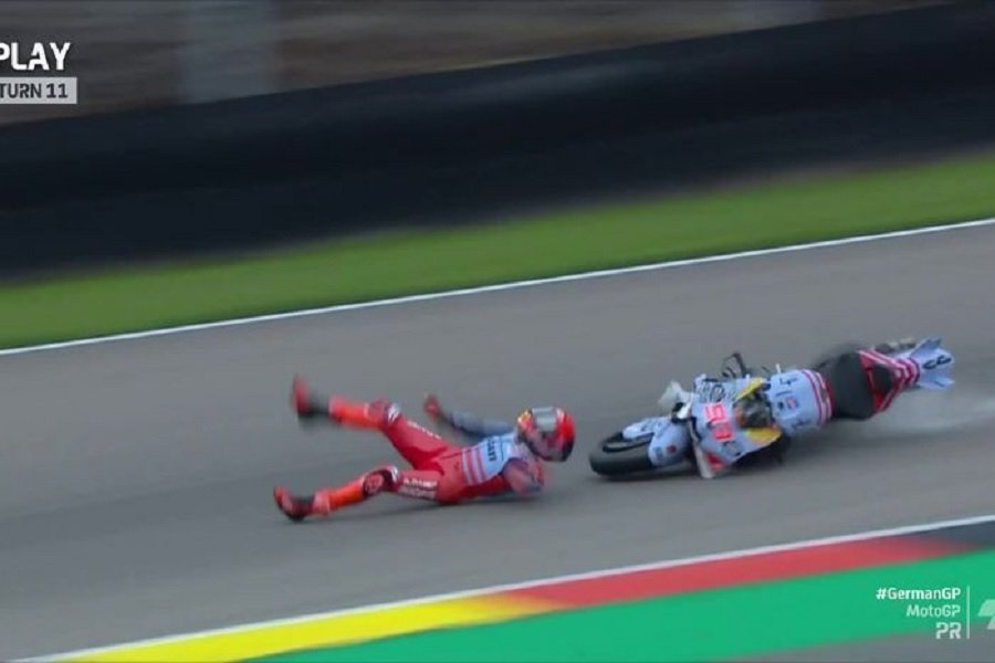 Tragis! Marc Marquez Terjatuh di Tikungan Maut, Maverick Vinales Pimpin Dominasi di Practice MotoGP Jerman 2024