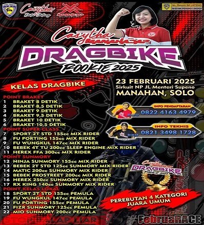 Casytha Manahadap Drag Bike Rookie 2025: Berlangsung Akhir Pekan ini di Kota Solo, Ayo Ramaikan