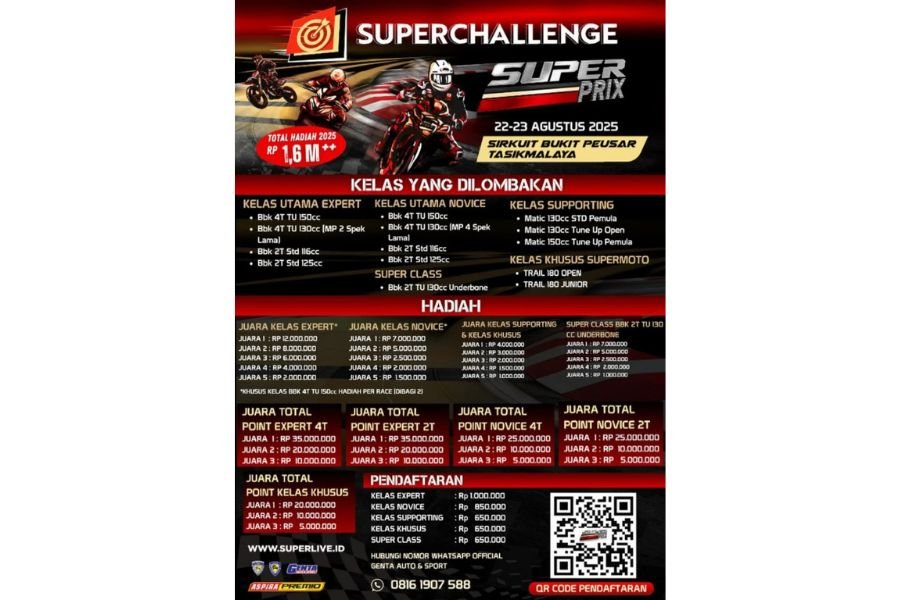 Kelas Matic & Supermoto Jadi Magnet Baru di Superchallenge Super Prix 2025 Bukit Peusar