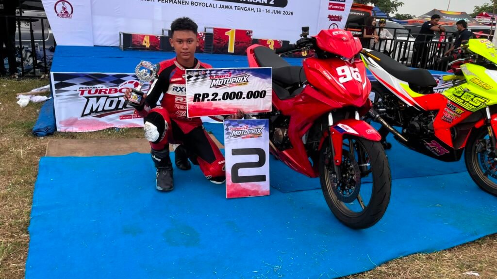 M. Gibran sukses meraih podium pertamanya bersama RXOne Media pada Race 1 Pertamax Turbo MotoPrix 2026 Boyolali. Hasil positif ini menjadi motivasi besar untuk menghadapi persaingan di seri-seri berikutnya.